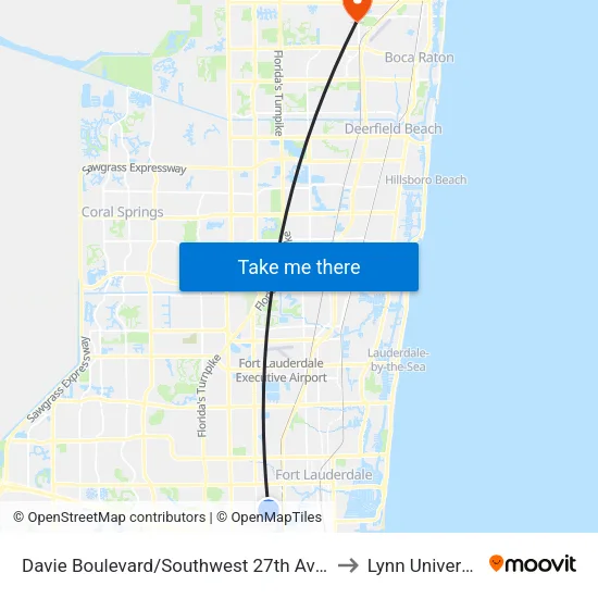 Davie Boulevard/Southwest 27th Avenue to Lynn University map
