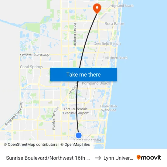 Sunrise Boulevard/Northwest 16th Avenue to Lynn University map
