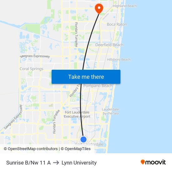 Sunrise B/Nw 11 A to Lynn University map