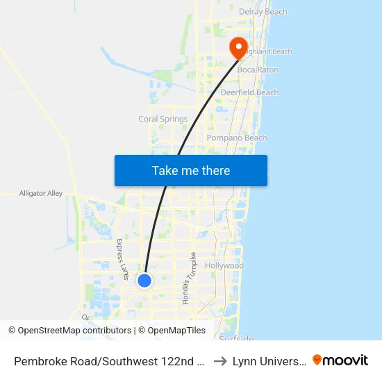 Pembroke Road/Southwest 122nd Way to Lynn University map