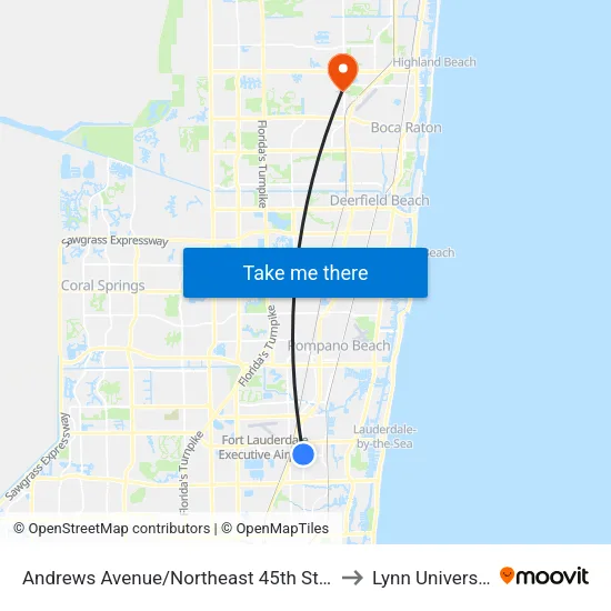 Andrews Avenue/Northeast 45th Street to Lynn University map