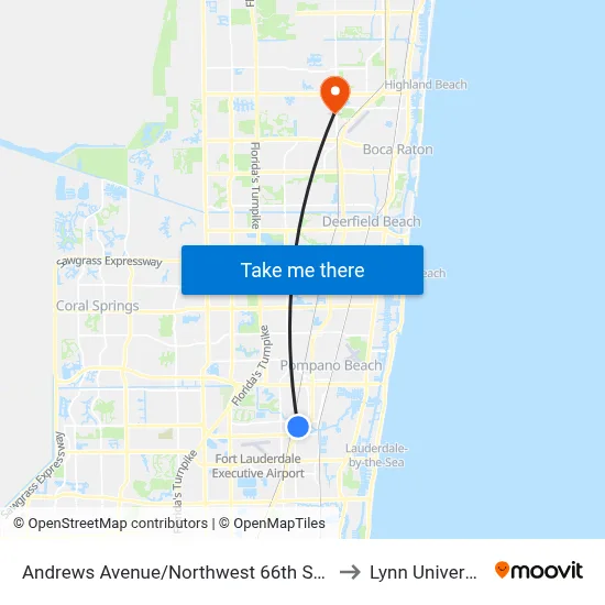 Andrews Avenue/Northwest 66th Street to Lynn University map