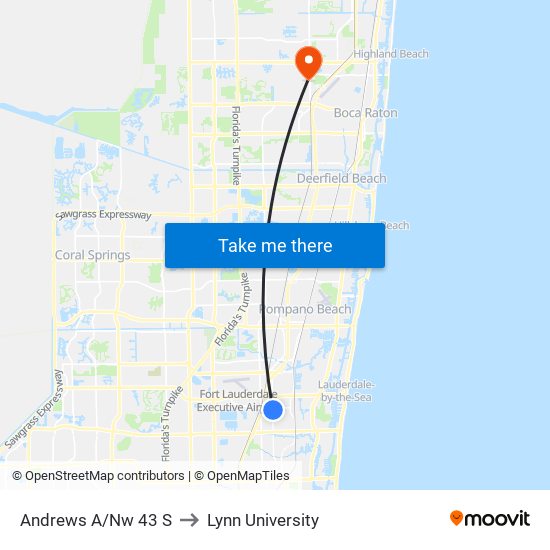 Andrews A/Nw 43 S to Lynn University map