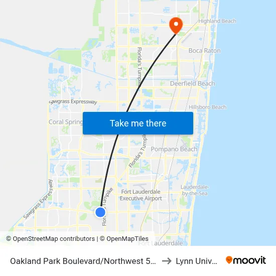 Oakland Park Boulevard/Northwest 56th Avenue to Lynn University map