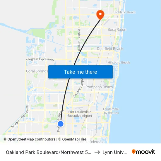 Oakland Park Boulevard/Northwest 50th Avenue to Lynn University map