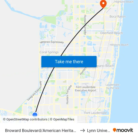 Broward Boulevard/American Heritage School to Lynn University map