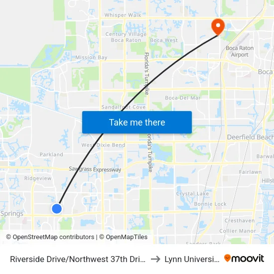 Riverside Drive/Northwest 37th Drive to Lynn University map