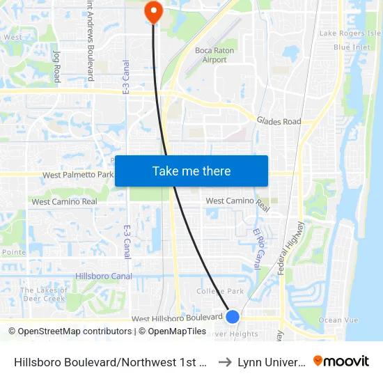 Hillsboro Boulevard/Northwest 1st Avenue to Lynn University map