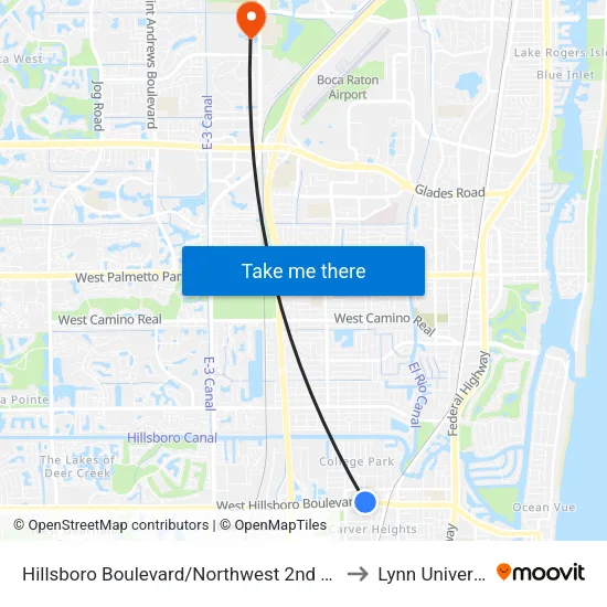 Hillsboro Boulevard/Northwest 2nd Avenue to Lynn University map