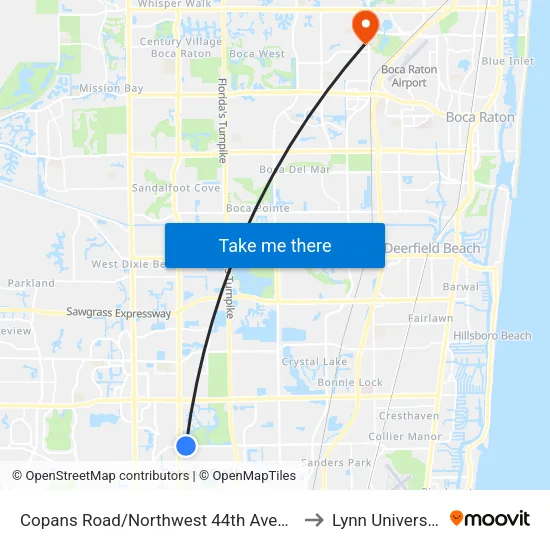 Copans Road/Northwest 44th Avenue to Lynn University map
