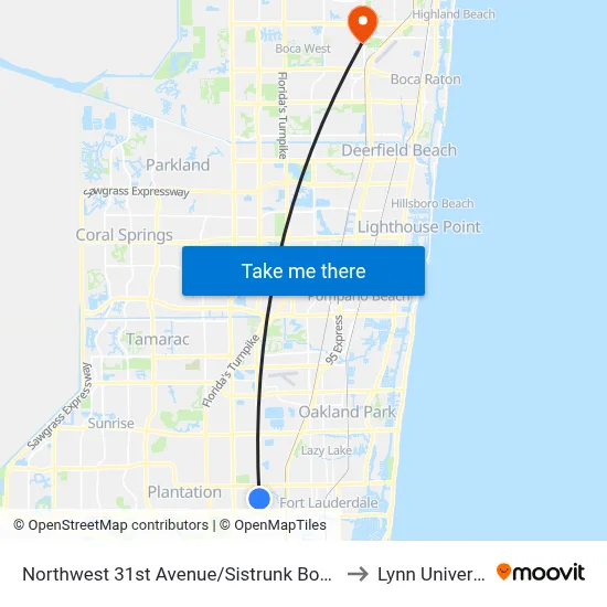 Northwest 31st Avenue/Sistrunk Boulevard to Lynn University map