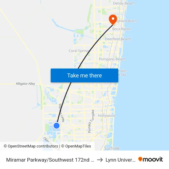 Miramar Parkway/Southwest 172nd Avenue to Lynn University map