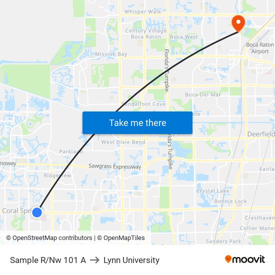 SAMPLE R/NW 101 A to Lynn University map