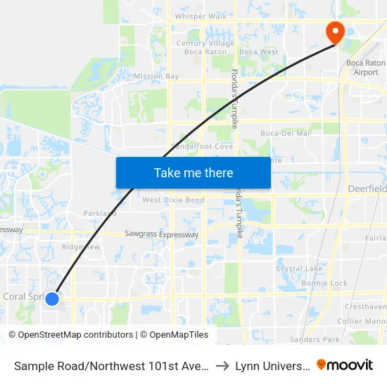 Sample Road/Northwest 101st Avenue to Lynn University map