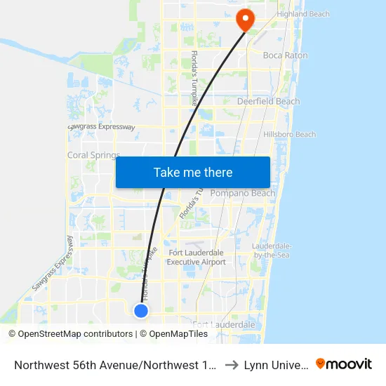Northwest 56th Avenue/Northwest 12th Street to Lynn University map