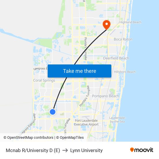 Mcnab R/University D (E) to Lynn University map