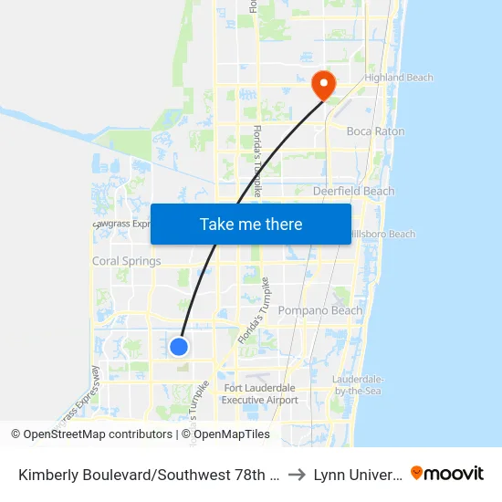 Kimberly Boulevard/Southwest 78th Avenue to Lynn University map