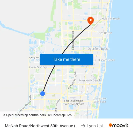 McNab Road/Northwest 80th Avenue (Lagos De Campo) to Lynn University map