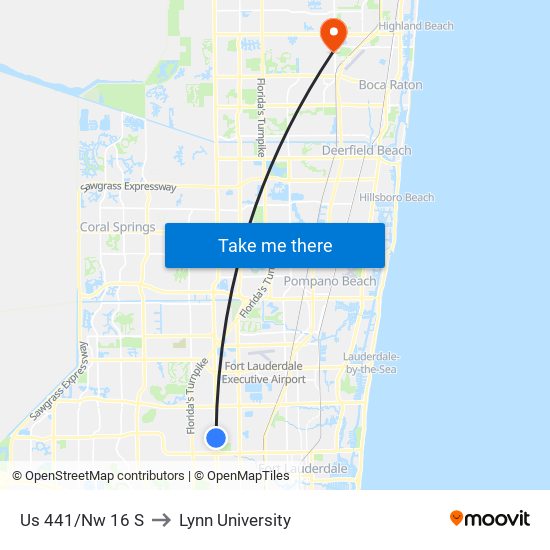 Us 441/Nw 16 S to Lynn University map