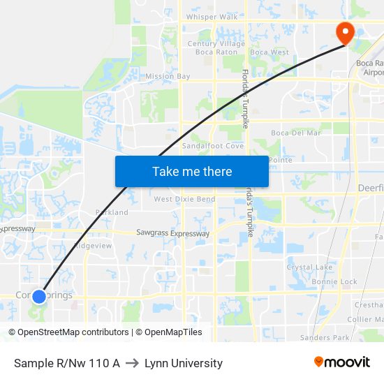 Sample R/Nw 110 A to Lynn University map