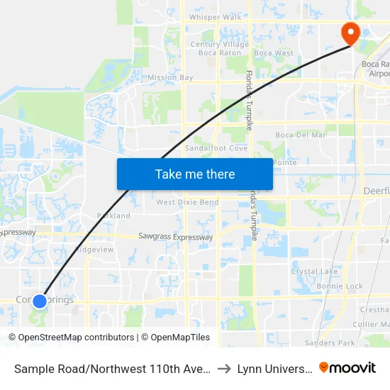 Sample Road/Northwest 110th Avenue to Lynn University map