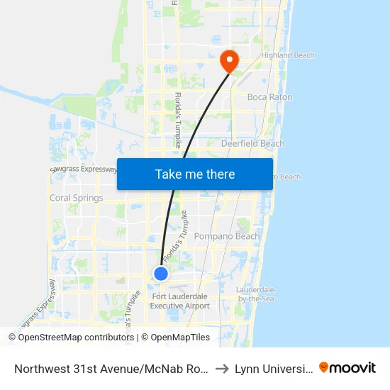 Northwest 31st Avenue/McNab Road to Lynn University map