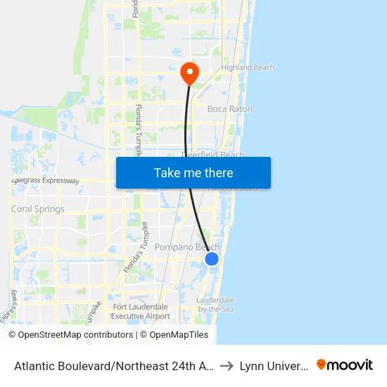 Atlantic Boulevard/Northeast 24th Avenue to Lynn University map