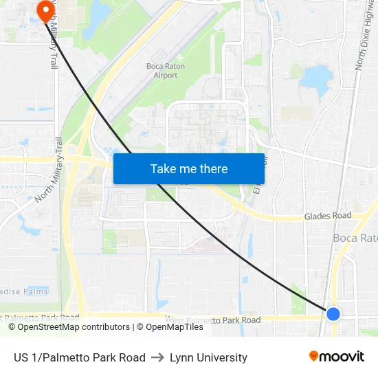 US 1/Palmetto Park Road to Lynn University map