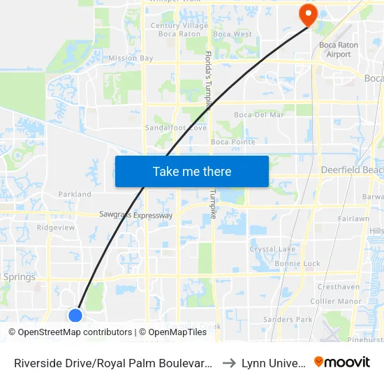 Riverside Drive/Royal Palm Boulevard (South) to Lynn University map