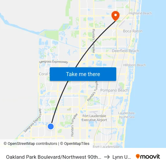 Oakland Park Boulevard/Northwest 90th Terrace - (Pine Island Road) to Lynn University map