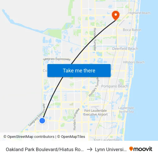 Oakland Park Boulevard/Hiatus Road to Lynn University map