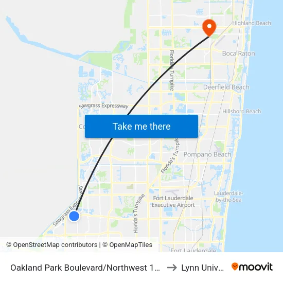 Oakland Park Boulevard/Northwest 115th Terrace to Lynn University map