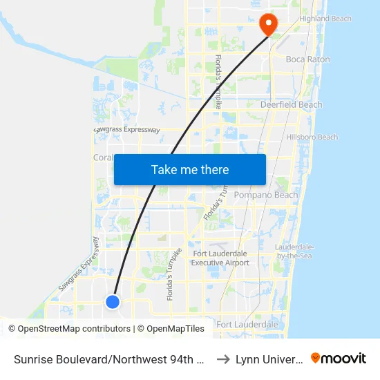 Sunrise Boulevard/Northwest 94th Avenue to Lynn University map