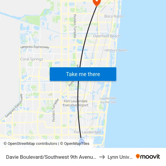 Davie Boulevard/Southwest 9th Avenue - (Rio Nuevo) to Lynn University map