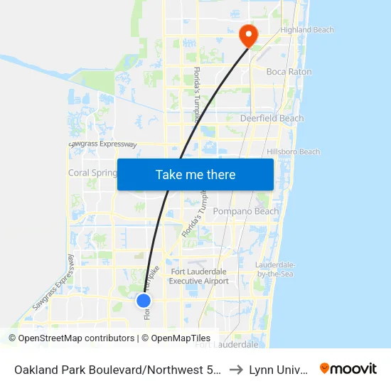 Oakland Park Boulevard/Northwest 55th Avenue to Lynn University map