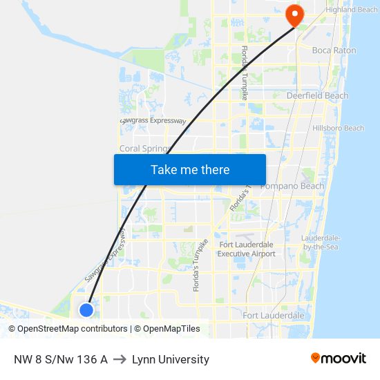 NW 8 S/Nw 136 A to Lynn University map