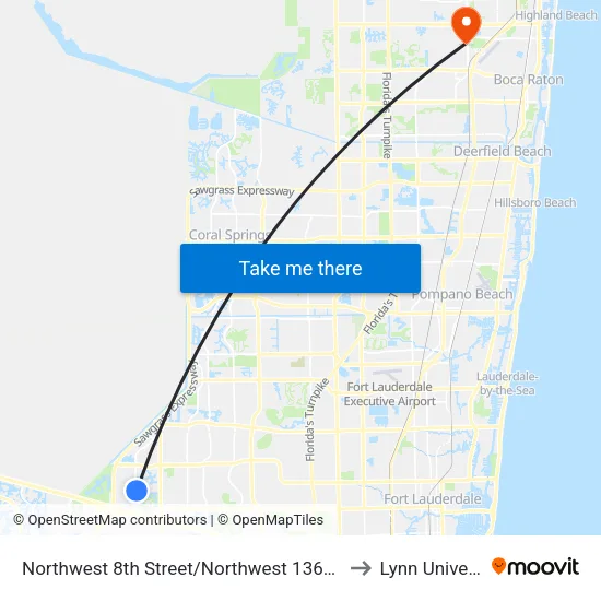 Northwest 8th Street/Northwest 136th Avenue to Lynn University map