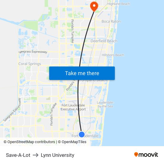 Save-A-Lot to Lynn University map