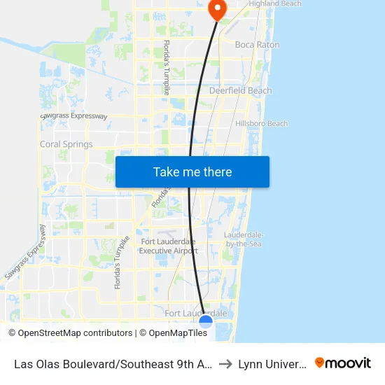 Las Olas Boulevard/Southeast 9th Avenue to Lynn University map