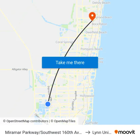 Miramar Parkway/Southwest 160th Avenue - (Dykes Road) to Lynn University map