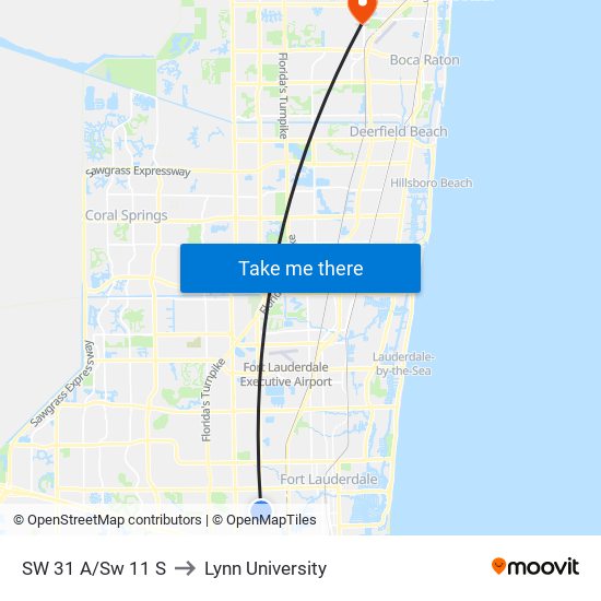 SW 31 A/Sw 11 S to Lynn University map