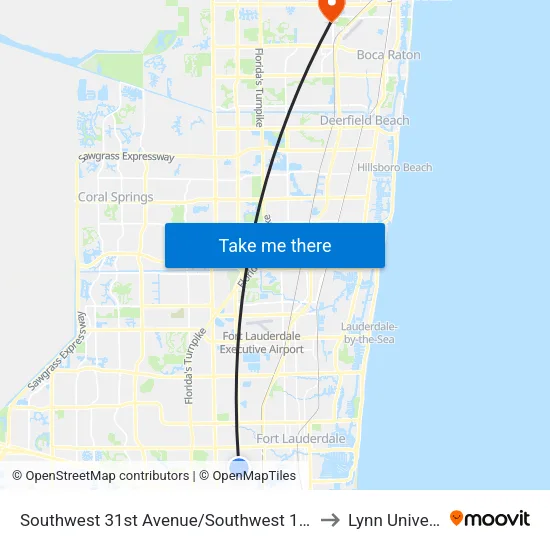 Southwest 31st Avenue/Southwest 11th Street to Lynn University map
