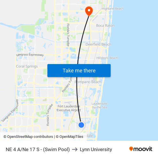 NE 4 A/NE 17 S - (SWIM POOL) to Lynn University map