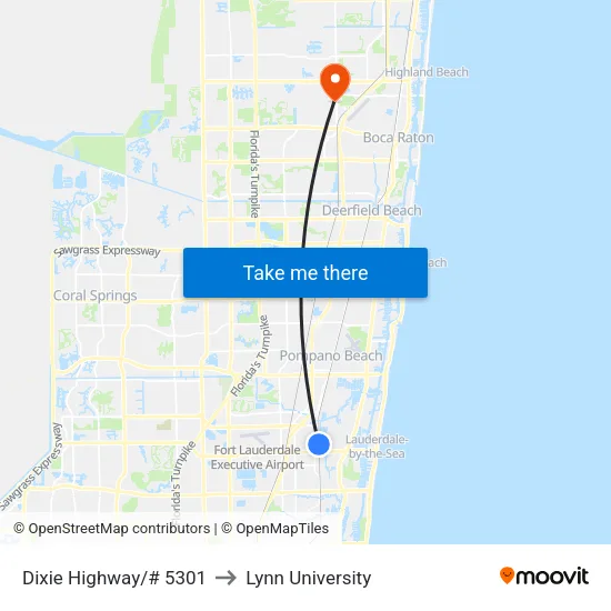 Dixie Highway/# 5301 to Lynn University map