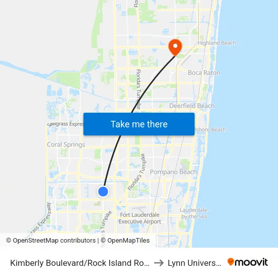 Kimberly Boulevard/Rock Island Road to Lynn University map