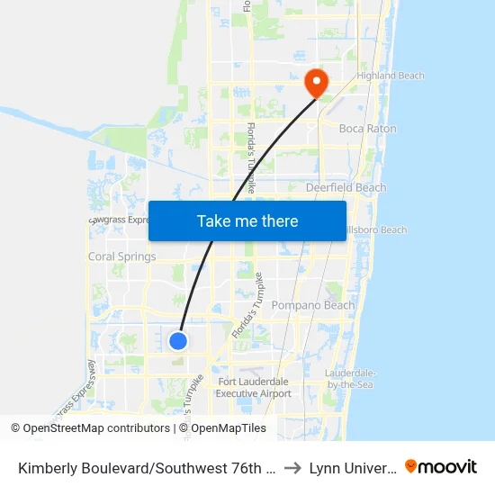 Kimberly Boulevard/Southwest 76th Avenue to Lynn University map
