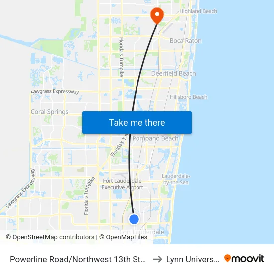 Powerline Road/Northwest 13th Street to Lynn University map