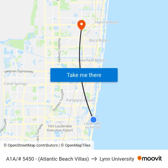 A1A/# 5450 - (Atlantic Beach Villas) to Lynn University map