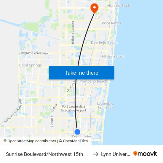 Sunrise Boulevard/Northwest 15th Avenue to Lynn University map