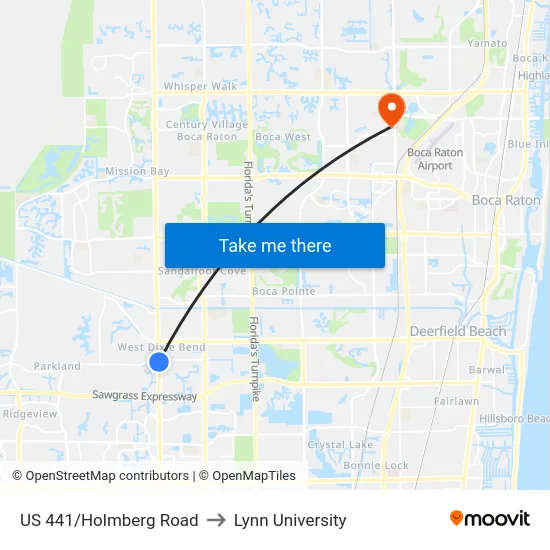US 441/Holmberg Road to Lynn University map